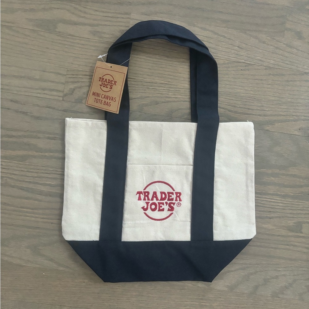 Trader Joe’s Mini Canvas Tote Bag NAVY BLUE - NEW With tags